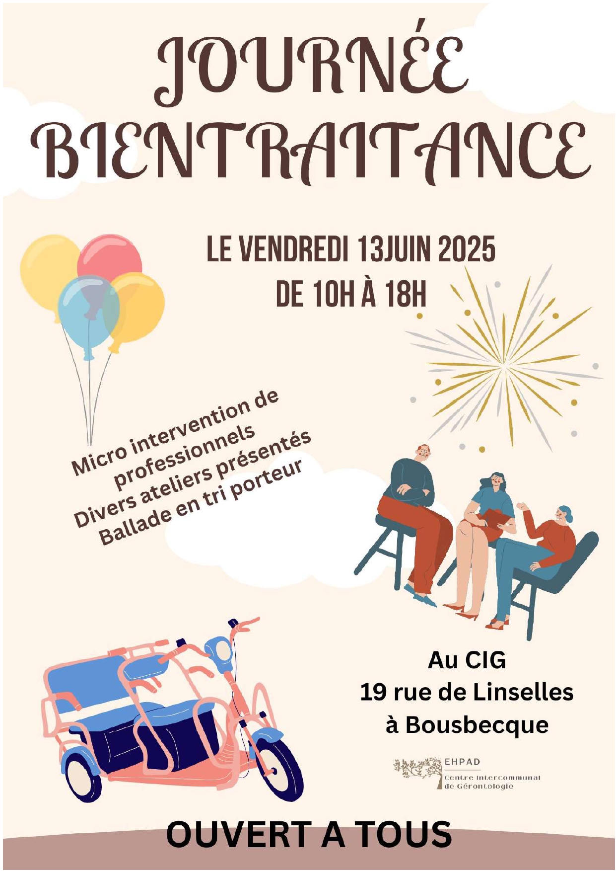 journée de la Bientraitance, CIG la Cerisaie - 19 rue de Linselles à Bousbecque - vendredi 13 juin 2025 de 10h à 18h