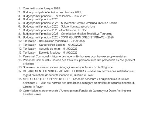 Ordre du jour Conseil Municipal