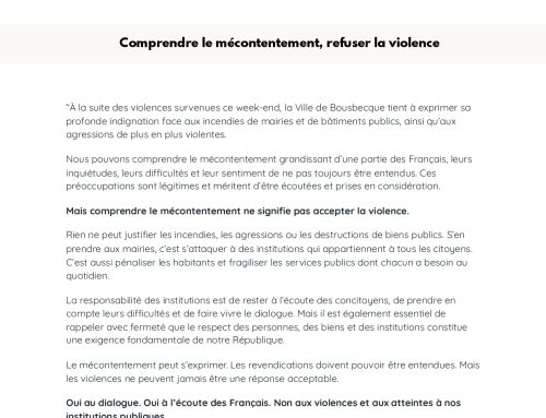 Communiqué de la ville de Bousbecque